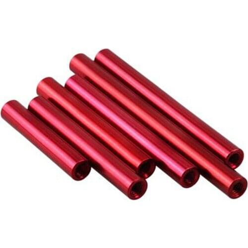 10pcs M2 Crimson Cylindrical Aluminum Column Body Inner Long Nut 35mm-50mm Total Lenght D3.5mm Outside Diameter
