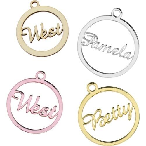 100PCS Personalized Wedding Decor Laser Cut Circle Name Logo Round Acrylic Mirror Name Tags Boutlque Gift Baby Favors