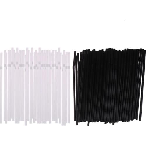 100Pcs Drinking Straws 210mm Black White Long Flexible Wedding Party Supplies Plastic Drinking Straws Kitchen Accessories