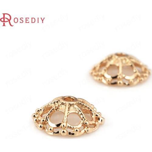 20PCS 11MM 24K Champagne Gold Color Plated Brass Beads Caps Tassel Caps High Quality Diy Jewelry Accessories