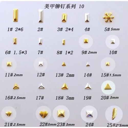 500pcs/pack Japan Triangle Rectangle Rivet 3D Nail Art Decorations Metal Nail Accessories Alloy Nail Parts DIY Nail Supplies