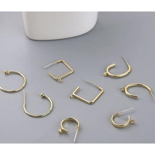 6pcs Korean Vintage Geometric minimalist C-shaped Earrings For Women with hanging stud earrings DIY handmade jewelry materials