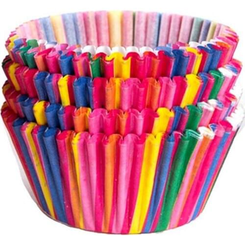 60% Dropshipping!!100Pcs Colorful Rainbow Cupcake Cake Case Muffin Baking Cup Birthday Party Decor