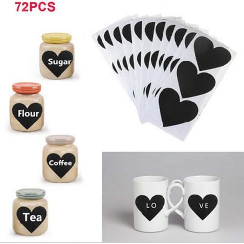 72Pcs/Set Blackboard Sticker Craft Kitchen Jar Organizer Labels Chalkboard Chalk Board Stickers Black