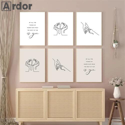 Abstract Hand In Hand Wall Art Poster Quotes Canvas Painting Line Drawing Art Prints Minimalist Pictures Living Room Home Decor