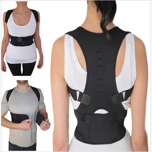Back Humpback Posture Brace Adjustable Protection Spine Body Shaper Magnetic Belts Black Shoulder Posture Corrector Unisex