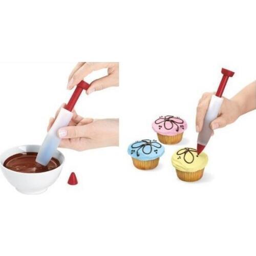 Free Shipping Silicone Plate Pen Cake Cookie Pastry Cream Chocolate Icing Decorating Syringe Tools Funny Cake Decorating Pen