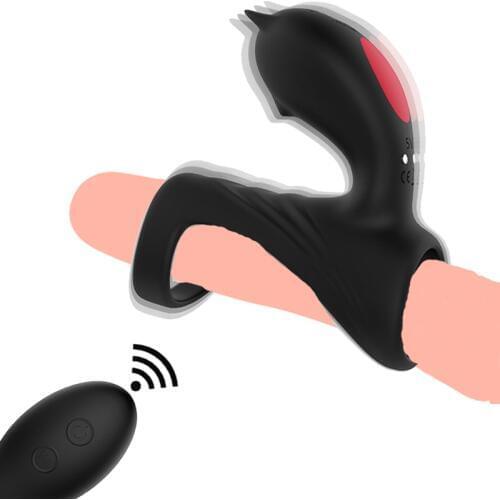 Wireless Remote Penis Vibrating Ring 9 Speed Charging Clitoris Stimulator Strapon Dildo Vibrator Sex Toys for Men Delay Cockring