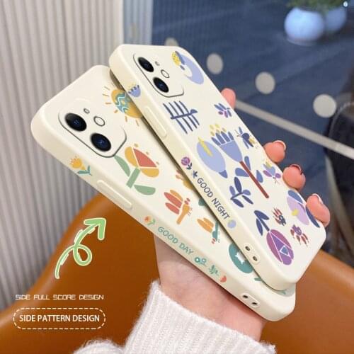 Creative Sun Flower Phone Case For iPhone 12 11 Pro Max X XS XR XSMAX SE2020 8 8Plus 7 7Plus 6 6S Plus Liquid Silicone Cover
