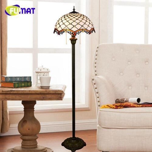 FUMAT European Modern Mediterranean Creative Retro Tiffany Stained Glass Blue Dragonfly Art Living Room Dining Room Floor Lamp