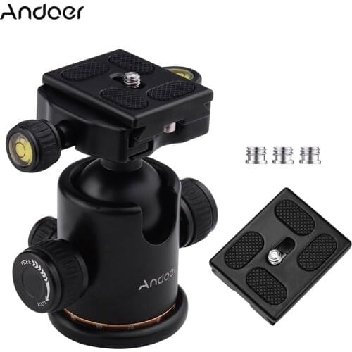 Andoer Camera Panoramic Damper Ball Head Tripod Head 10KG Payload 360° Swivel 90° Flip with Quick Release Plate Scaled Plate