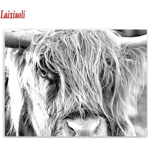 Wall Art Pictures 5D DIY diamond painting Highland cattle Full square round drill Diamond mosaic diamond embroidery home decor