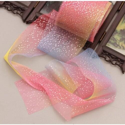 Kewgarden DIY Hairpin Bowknot Accessories Satin Ribbon Shining Gauze Voile Ribbons 6cm 60mm Handmade Tape Riband 10 Meters