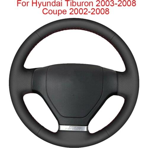 Customized Car Steering Wheel Cover For Hyundai Tiburon 2003-2008 Coupe 2002-2008 Leather Braid For Auto Steering Wheel Wrap