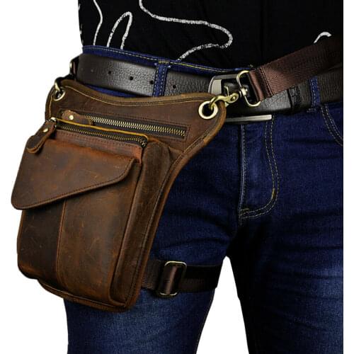 Leather Waist Pack Drop Leg Bag for Men Women Belt Bumbag Multi-Purpose Motorcycle Bike Outdoor Sports Tactical Cycling Riding H