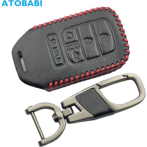 Leather Car Key Case Smart Remote Fob Cover Keychain Bag For Honda Pilot EX EX-L Insight Hybrid CR-V Civic Accord Auto Accessory