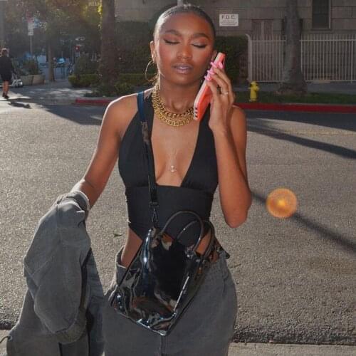 Y2k Crop Top Halter Tanks Clothes Bandage For Women Fashion Backless Corset Girls Shirt Female Party Tee 2021 Summer