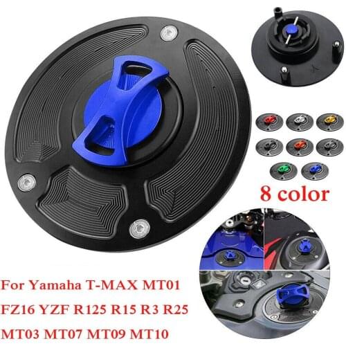 CNC Tank Fuel Gas Cap Keyless Aluminium Cover Motorcycle For Yamaha T-MAX MT01 FZ16 YZF R125 R15 R3 R25 MT07 MT09 MT10