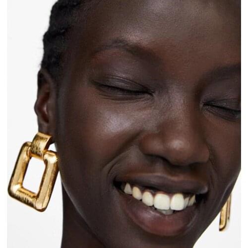 Fashion buckle square womens hanging Earrings exaggerated VINTAGE EARRINGS aretes de mujer Modernos 2021 Pendant Earrings