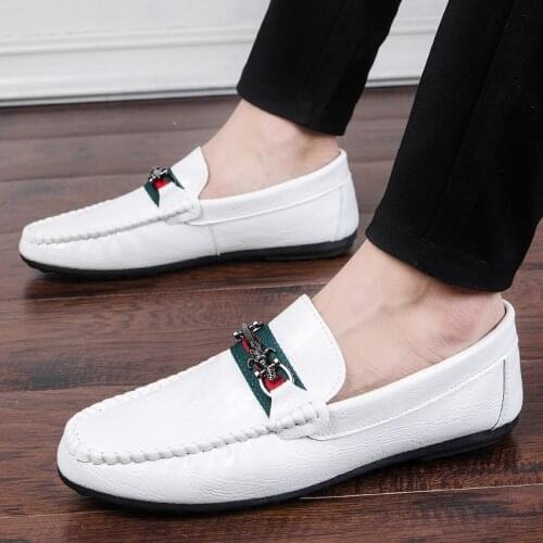 Men Loafers Leather Moccasin Crocodile Style Footwear Fashion Slip On Flat Driving Casual Shoes Classical Male Shoes