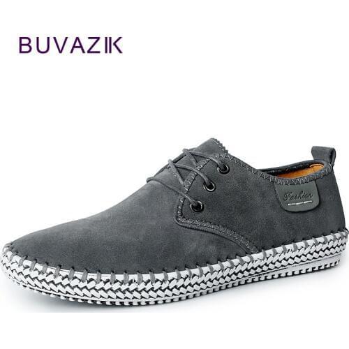 Men Casual Leather Shoes Cow Suede Leather Mens Flats Spring Autumn Loafers Fashion Men Casual Shoes Rubber Plus Size 38-48
