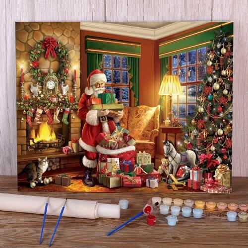 Christmas Village DIY Painting By Numbers Package Acrylic Paints 50*70 Picture By Numbers Photo Home Decor Crafts Wholesale