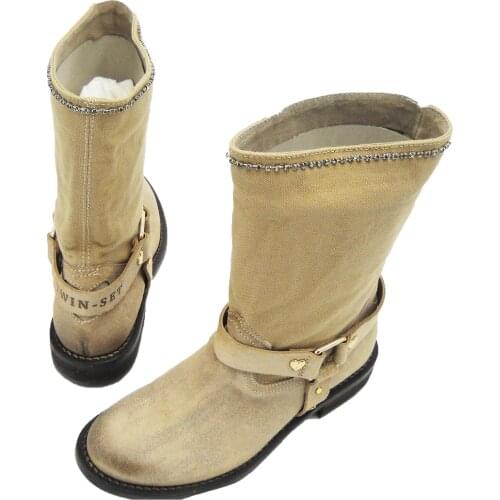 Low Twinset made in italy amphibious beige Fashion Ankle Boots womens shoes country