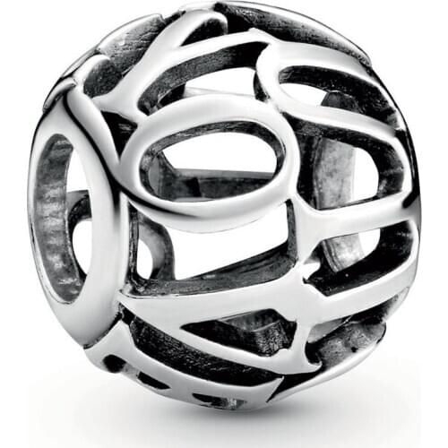 Original Vintage Openwork I Love You Script Beads Fit 925 Sterling Silver Bead Charm Bracelet Bangle DIY Jewelry