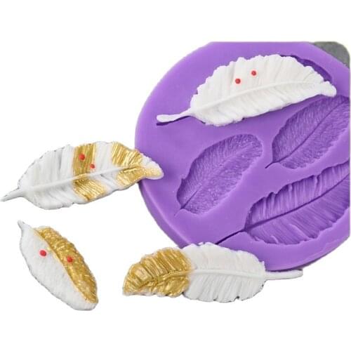 Feather Shape Fondant Silicone Molds Sugar Art Mould Aroma Gypsum Chocolate Baking Moulds