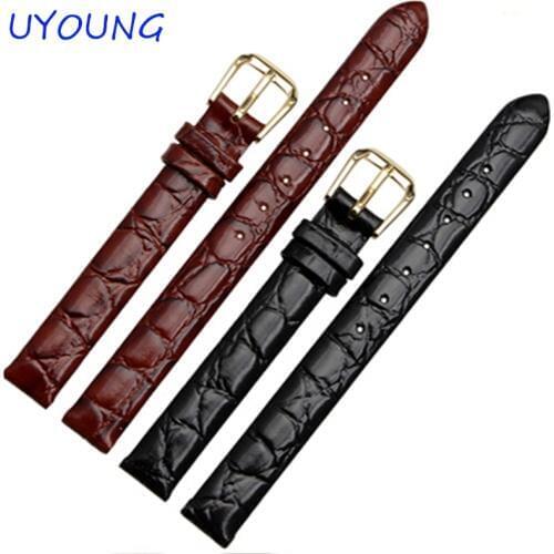 6mm 8mm 10mm 12mm 13mm Black brown Ladies Design Durable Genuine Leather Bracelet small watch Strap women Watch Band