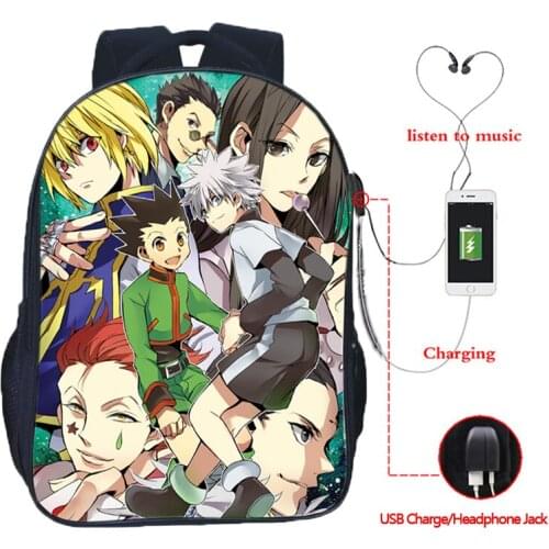 Anime Hunter X Hunter Backpack For Boys Girls SchoolBags USB Charging Book Knapsack Bookbag Laptop Rucksack Women Daily Bagpack