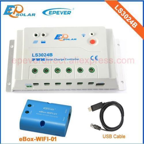 Solar regulator 30A PWM EP LandStar series LS3024B eBOX-Wifi-01 USB connect PC for real-time monitor EPEVER new generation