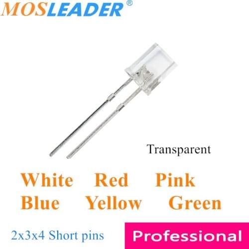 Mosleader 1000pcs 234 LED Square led White Red Pink Blue Yellow Green Transparent Short pins 2x3x4 2*3*4