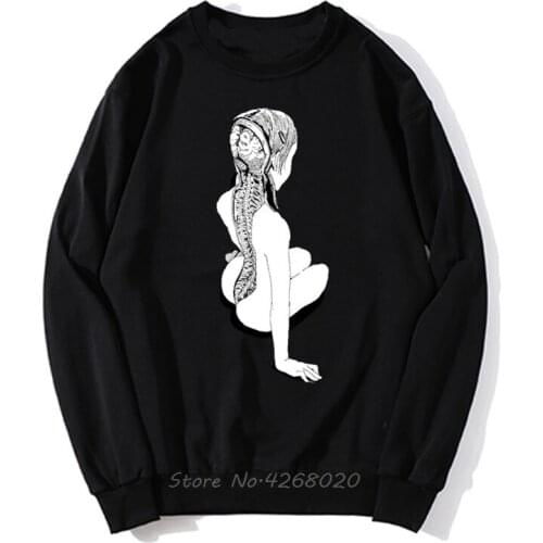 Vintage Junji Ito Anime Creepy Manga Japan Horror Kawaii Cute Girl Hoodie Mens Pullover Hoodies Sweatshirt Streetwear Harajuku
