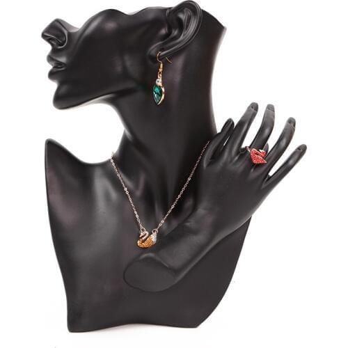 H-0054 Creative Fashion Resin Black Head Jewelry Display Rack Prop Holder Set For Bracelet Necklace& Ring Display