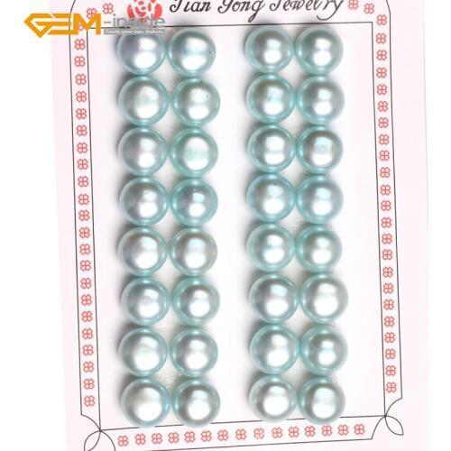 Gem-inside 16 Pairs AAA Grade Half Drilled Freshwater Cultured Pearls Beads For Earrings Stud Jewelry Making DIY Jewellery