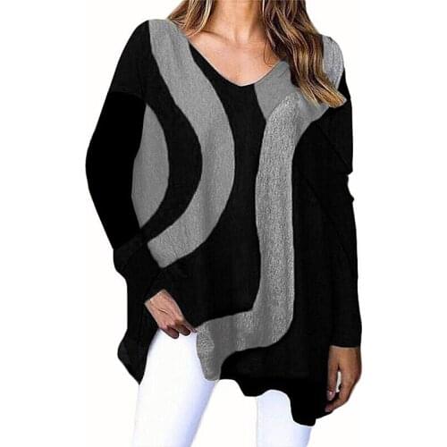 Stitching Long Sleeve Casual Womens T-shirt Aautumn Irregular Multicolor Long-Sleeved Casual T-Shirt Aesthetic Top