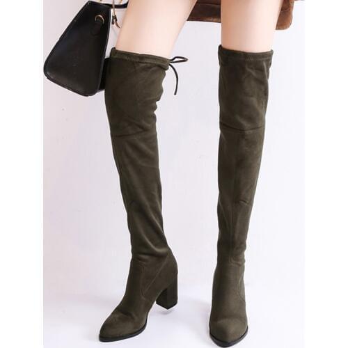 LOVIRS Winner Womens Over-the-knee Boots Lace up High Heel Boot Shoes