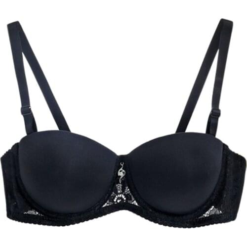 Women Thick Padded Bra Sexy Lace Bralette Underwear Adjusted Straps Sheer Bra Lingerie Brassiere