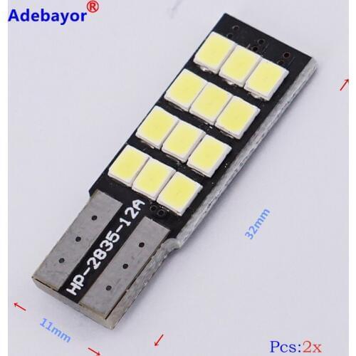 10pcs new super bright LED car light show wide T10-12SMD-2835 CANBUS decode reading lights instrument lights