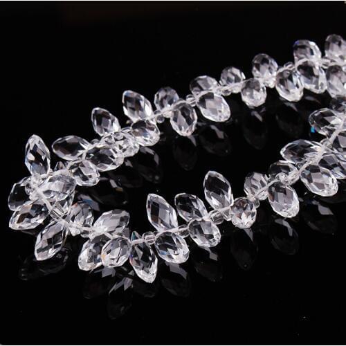 100pcs 6*12mm Clear Quartz Faceted Crystal Glass Teardrop Beads Crystal Loose Beads DIY free shipping