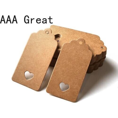 100Pcs/Lot Labels Card Kraft Paper Tags Crafts Hang Tag Gift Wedding Party Decoration Birthday Packaging Price Tags Heart Hollow