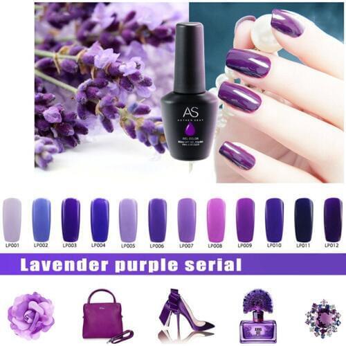 Wholesale 12pcs Excellent Sexy Lavender Purple Seria Nail Polish Luxury Nanometer Nail Art Polish 15ml Soak Off Color Gel Polish