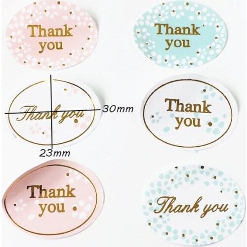 1200 Pcs/lot Colourful Round Golden "Thank you" seal sticker for baking DIY Package label Decoration label stickers Wholesale
