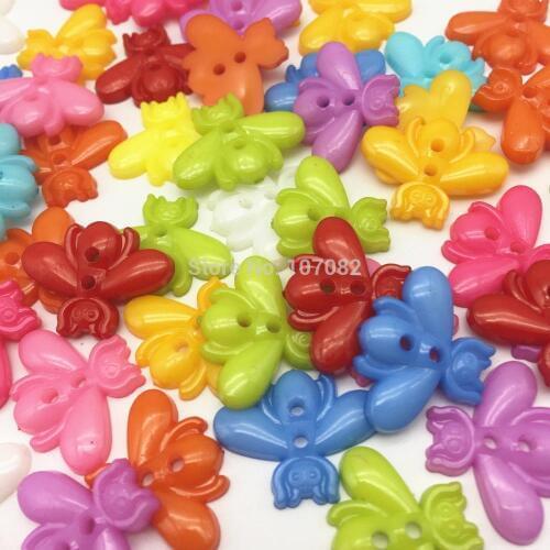 300pcs 27x18mm Mixed Bees PLASTIC Buttons Sewing 2 Holes Cartoon Button Scrapbooking Embellishments Crafts