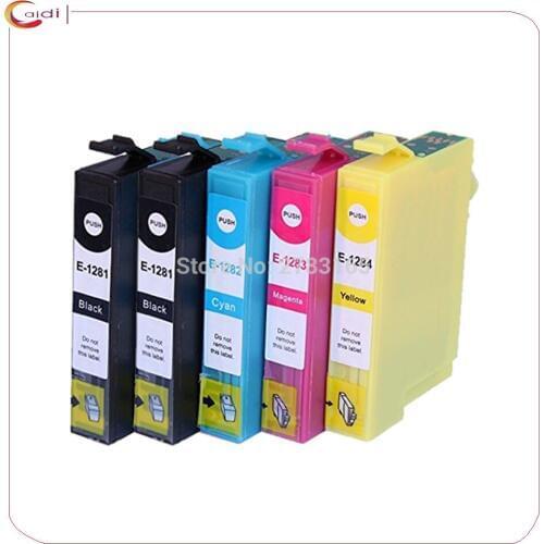 5PCS Compatible epson T1281 ink cartridge For EPSON Stylus S22 SX125 SX130 SX230 SX235W SX420W SX425W SX430W SX435W Printer ink