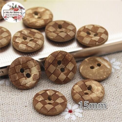 50pcs Coconut buttons natural wooden buttons crafts and scrapbooking sewing accessories botone 15mm