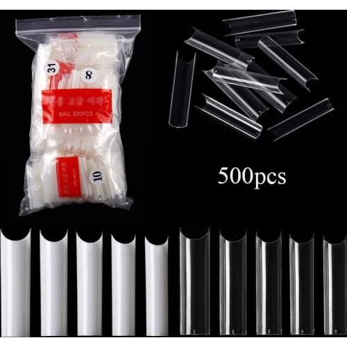 500Pcs Artificial Nail Extra Long C-Curve Square False Nail Tips Full Cover DIY French Ballet Coffin Nail Decor Nail Extension