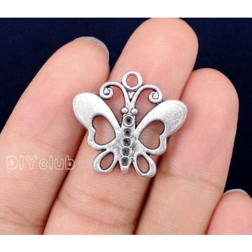 70pcs- Antique Tibetan Silver Butterfly Charms Pendant 24x22mm