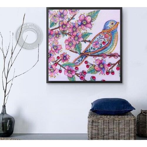 Special Shaped Diamond Embroidery Cross Stitch Diamond Painting Flower Bird on Tree Pattern New Handmade DIY Home Decoration